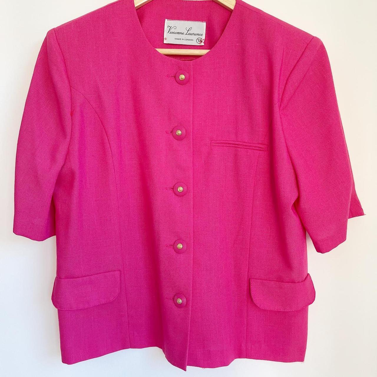 Hot pink lightweight buttoned top/jacket with... - Depop