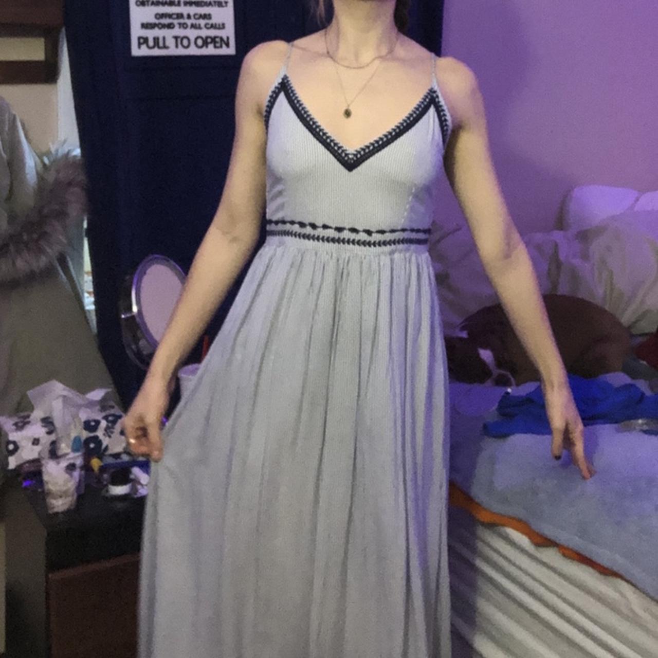 Japna long blue and white striped dress. super cute... - Depop