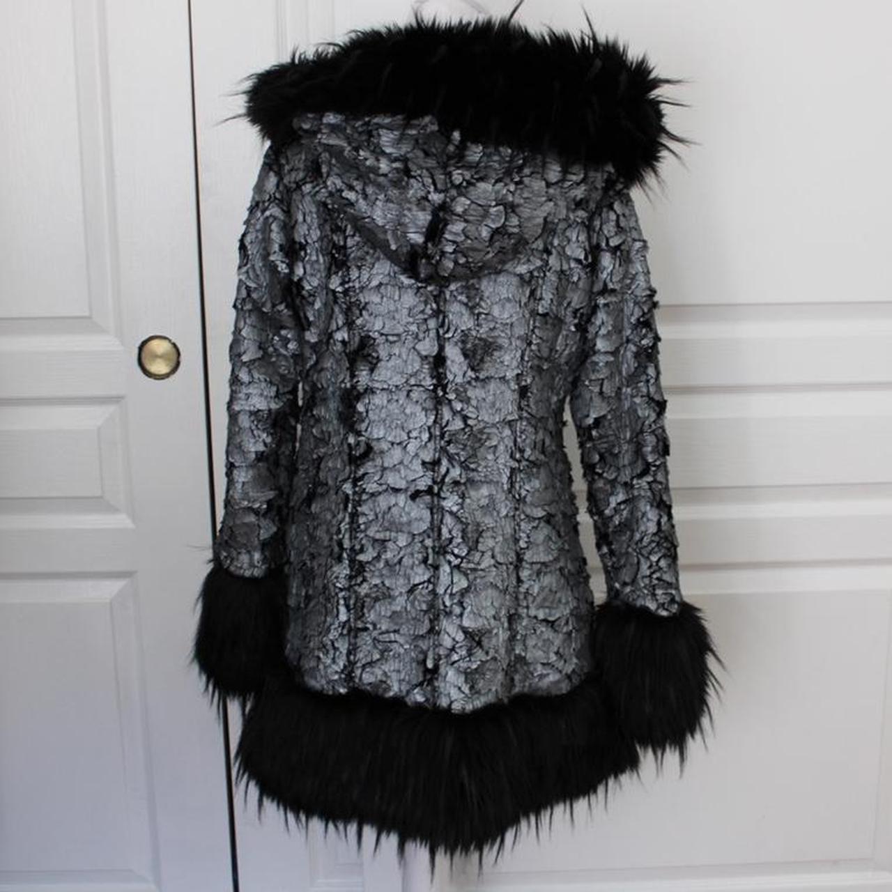 Stunning metallic faux fur coat! Ultra cool goth... - Depop