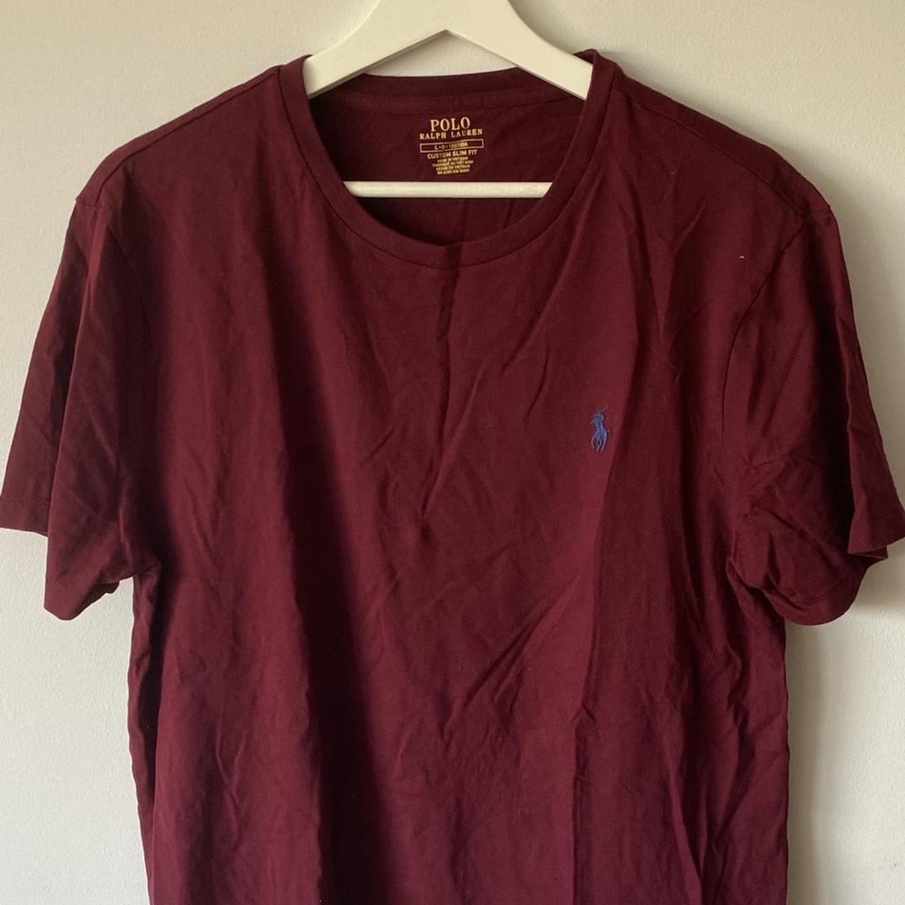 Polo Ralph Lauren Men's Burgundy T-shirt | Depop