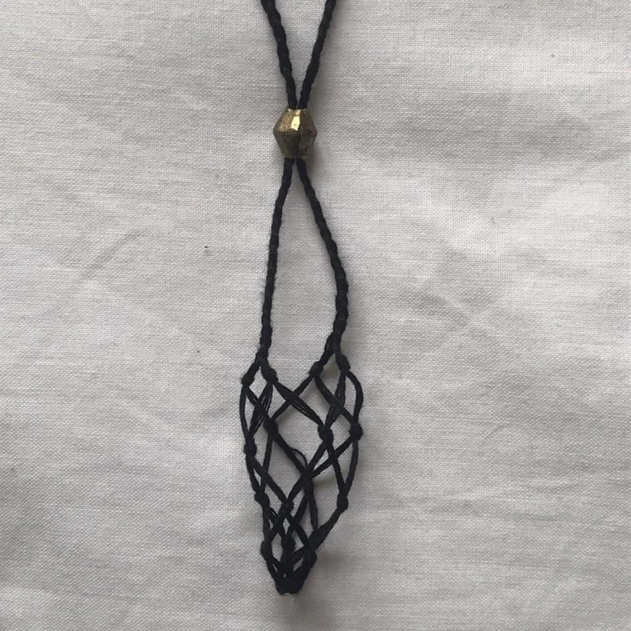 handmade black macrame string crystal holder / pouch... Depop