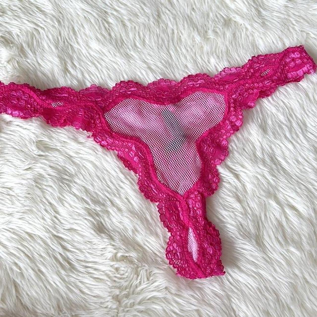 NWT Victoria Secret Rhinestone Hot Pink Sexy Little Things Panty Size Small