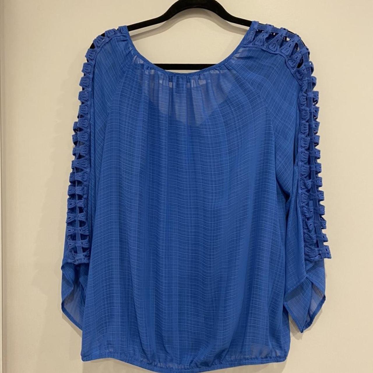 Sheer blue blouse with matching blue cami... - Depop