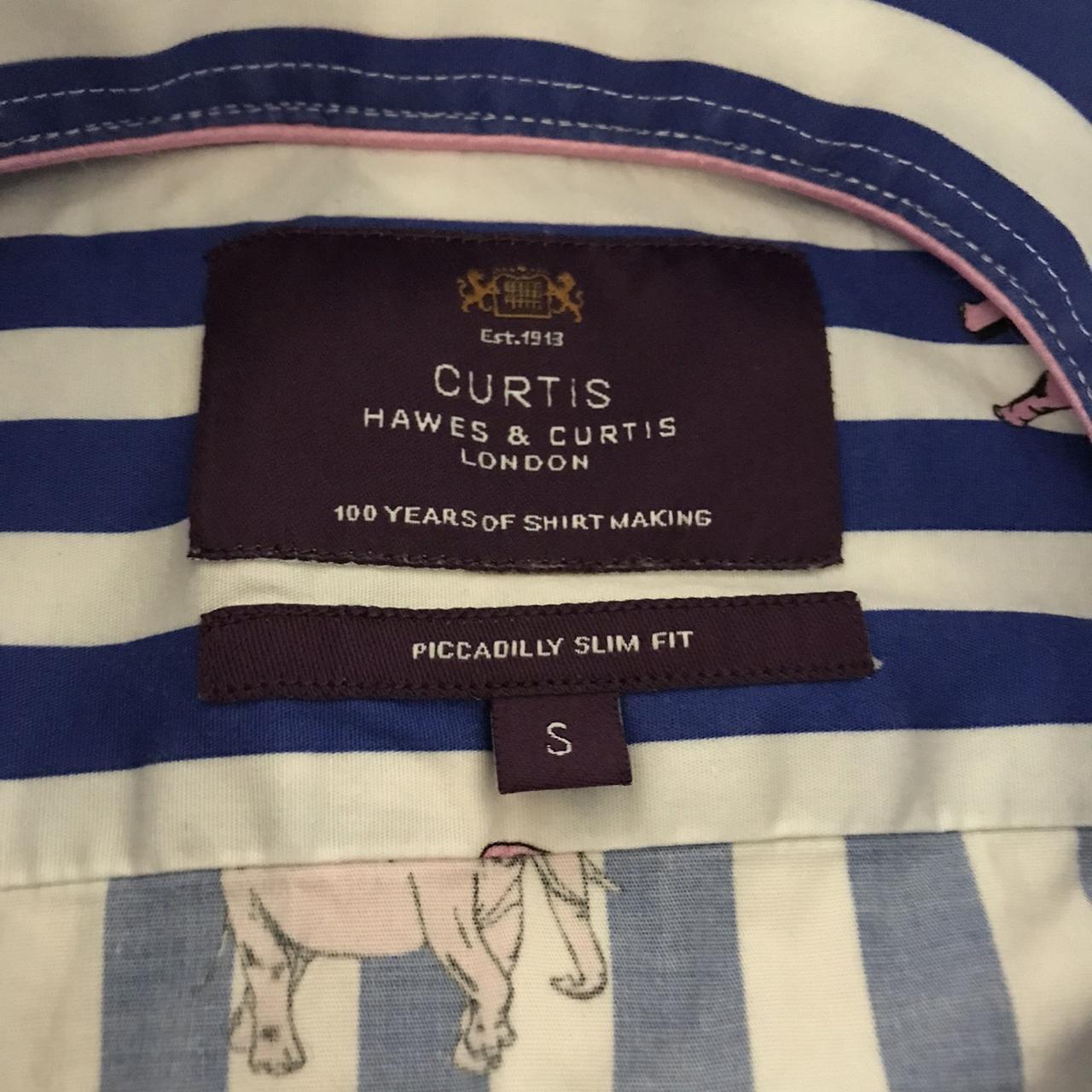 Hawes and Curtis blue striped shirt with pink... - Depop