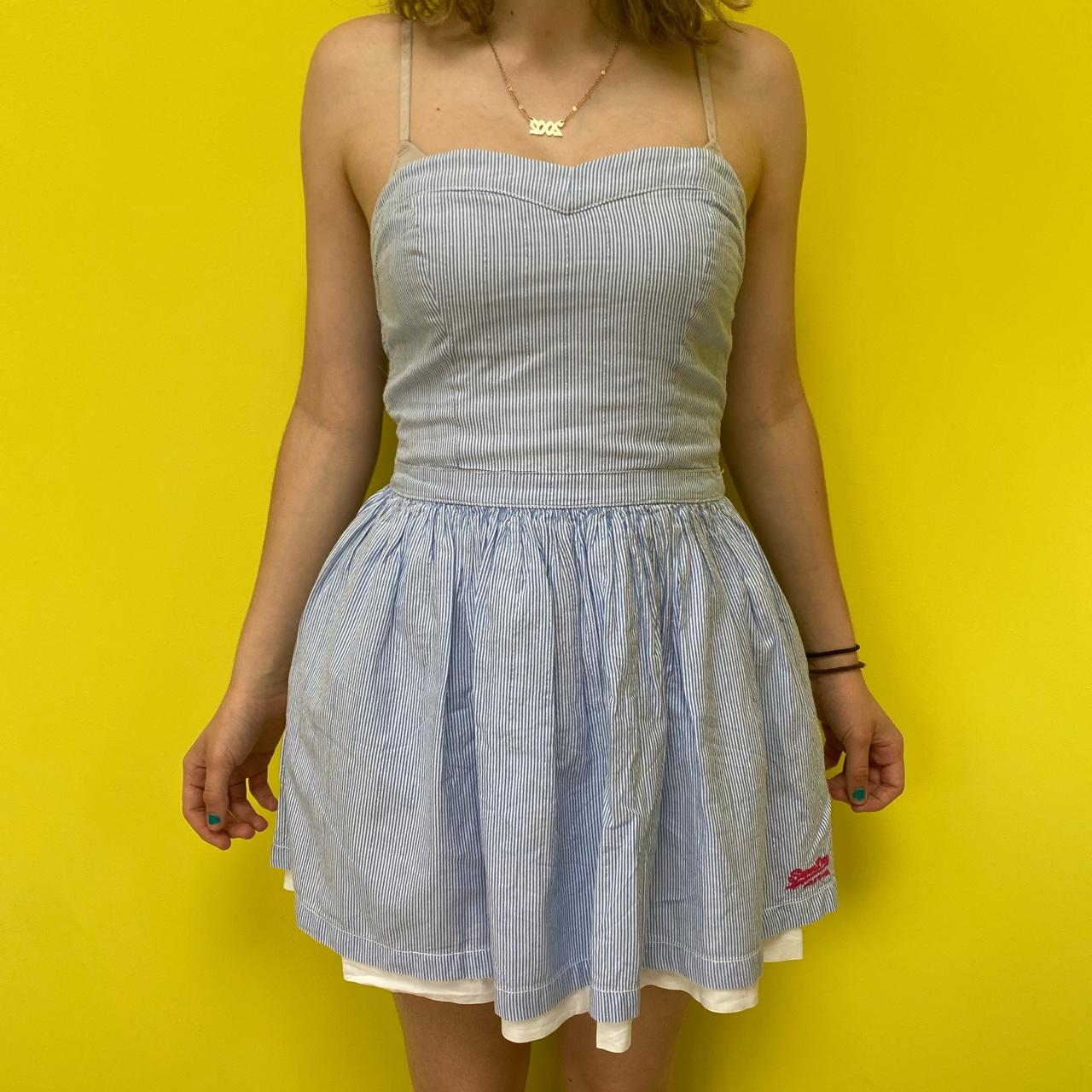 Adorable blue and white strapless Superdry Depop