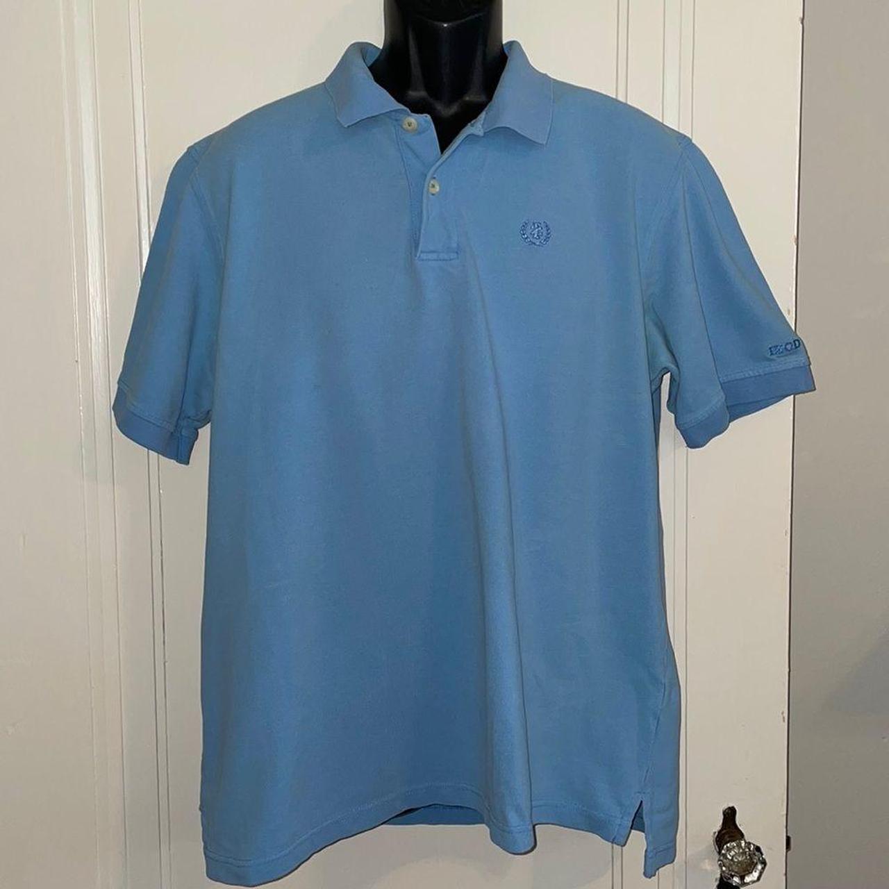 Izod silk wash light blue cotton short sleeved polo. Depop