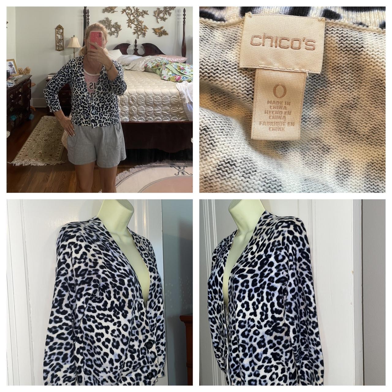 Chico s leopard print black gray white deep V. Depop