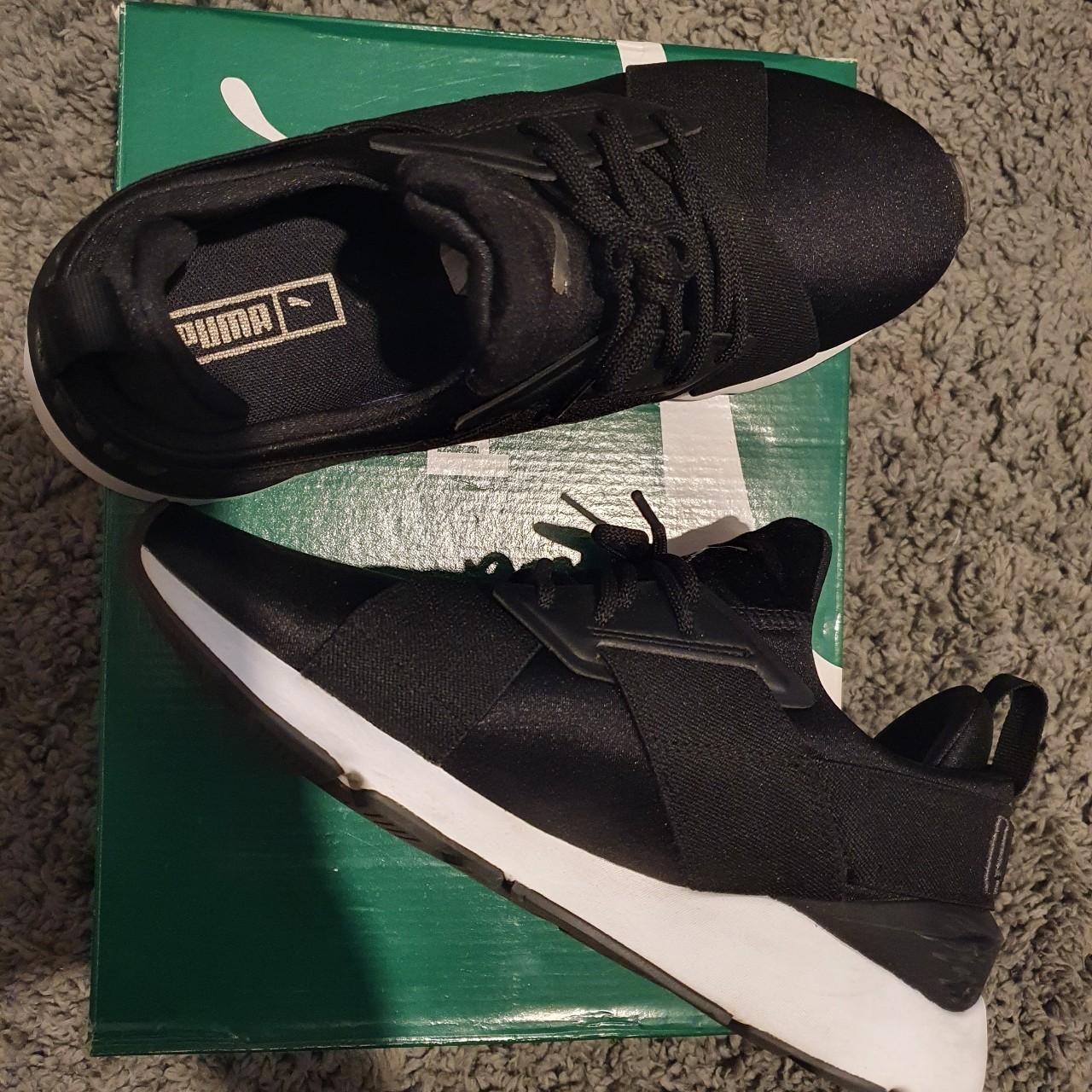 Puma muse satin black trainers online