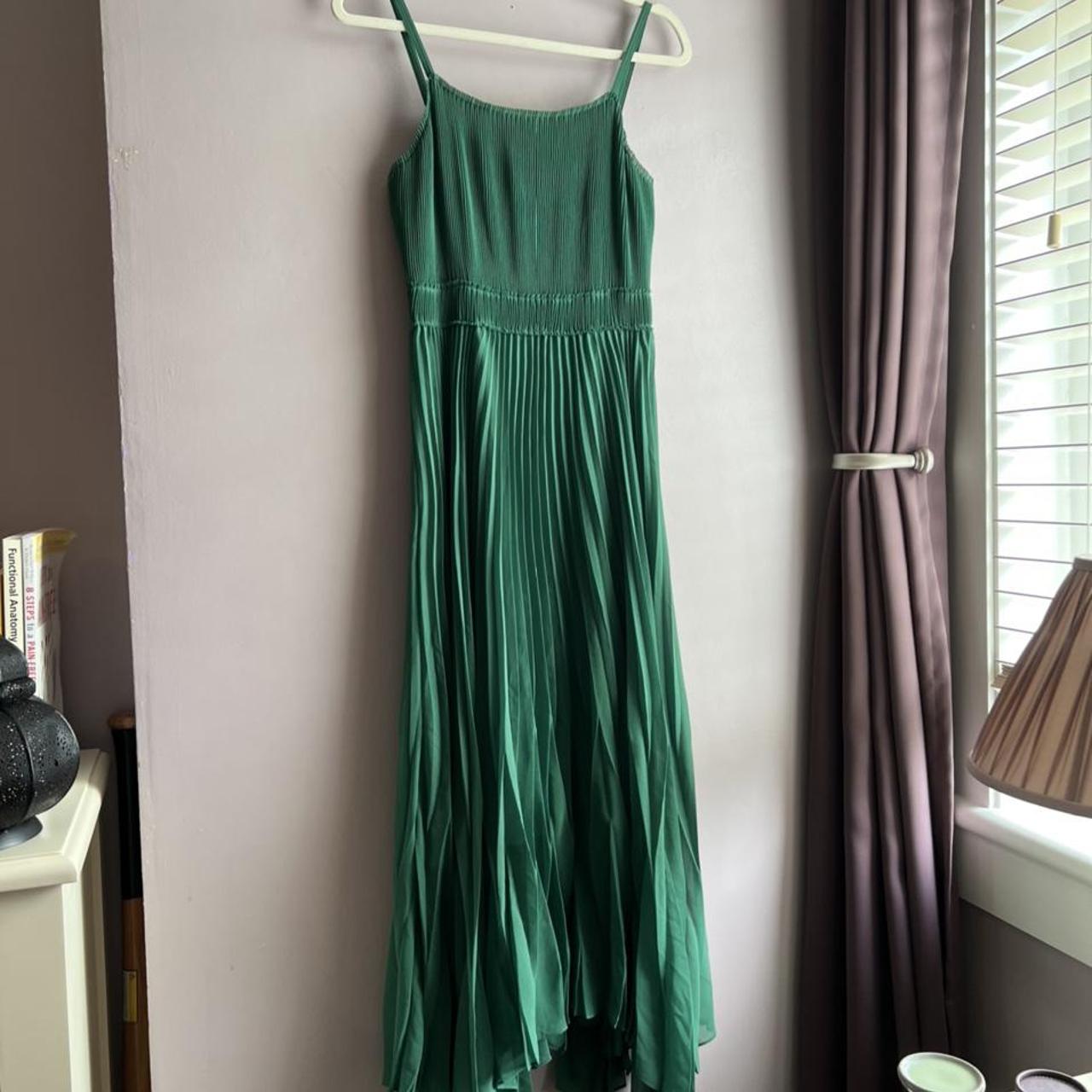 Green Dress Massimo Dutti Size 8 Lovely bright... - Depop