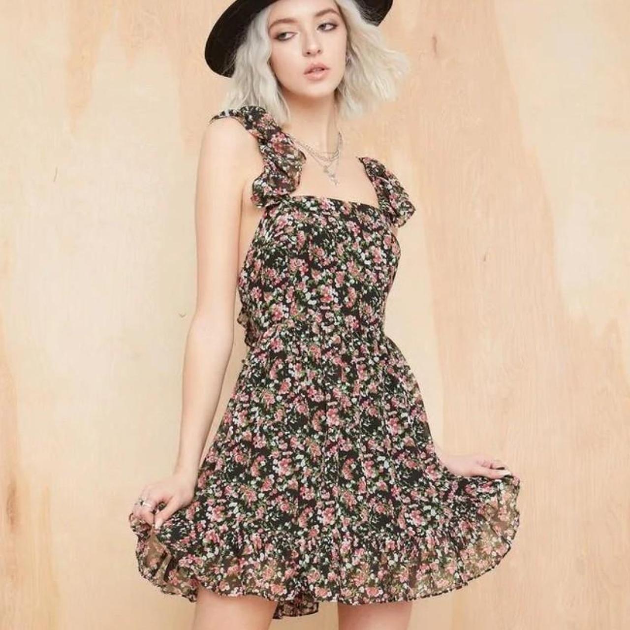 Dolls Kill Women's Black and Pink Dress Depop