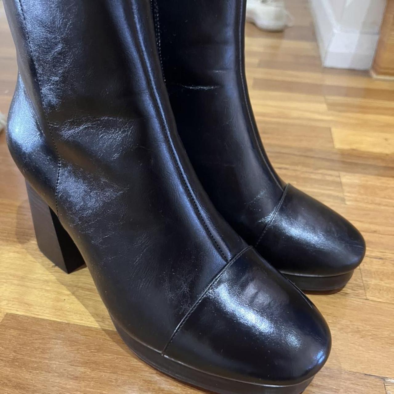 ASOS black leather boots Worn once, too big for me... - Depop