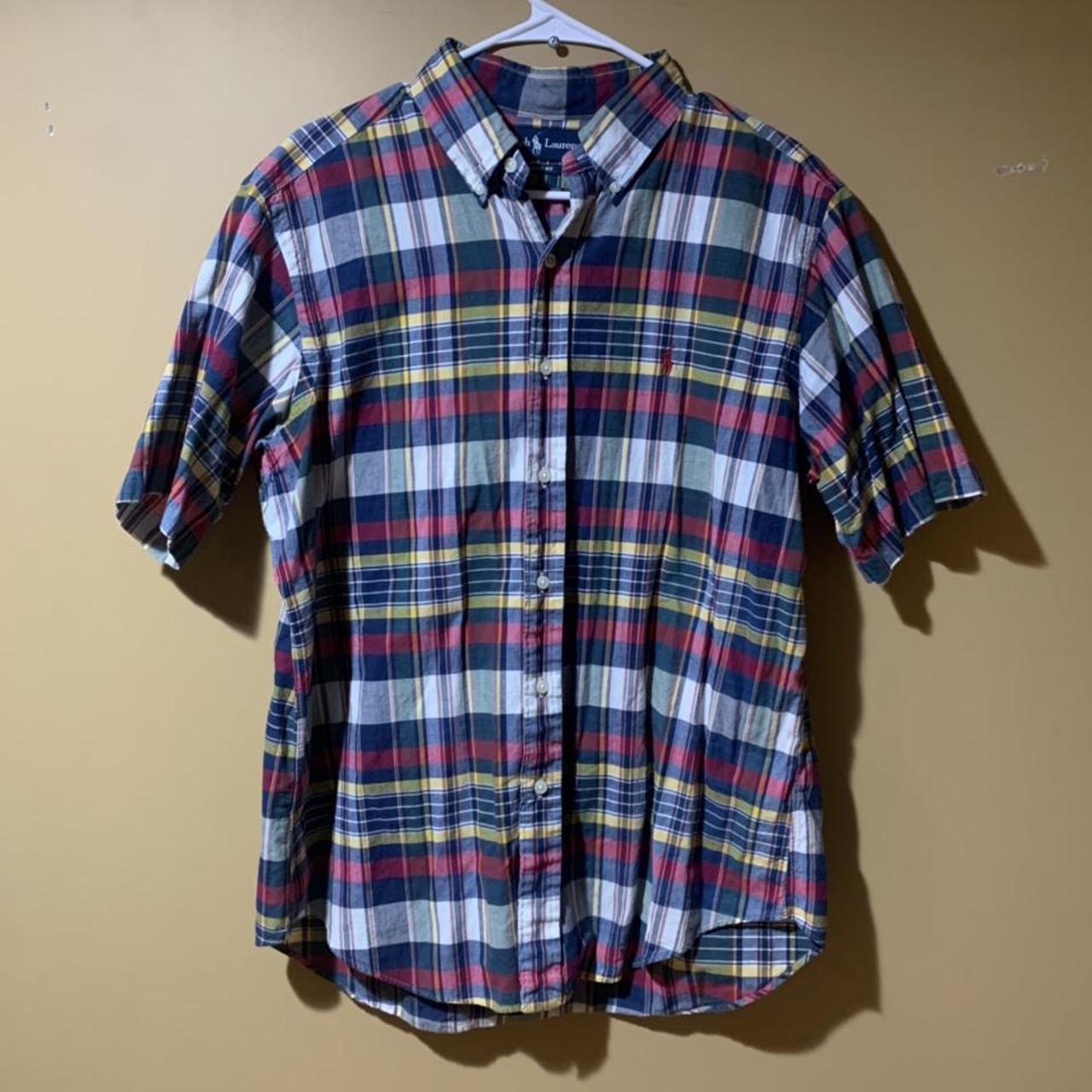 Vintage Ralph Lauren Plaid Polo Shirt. Mens size... - Depop