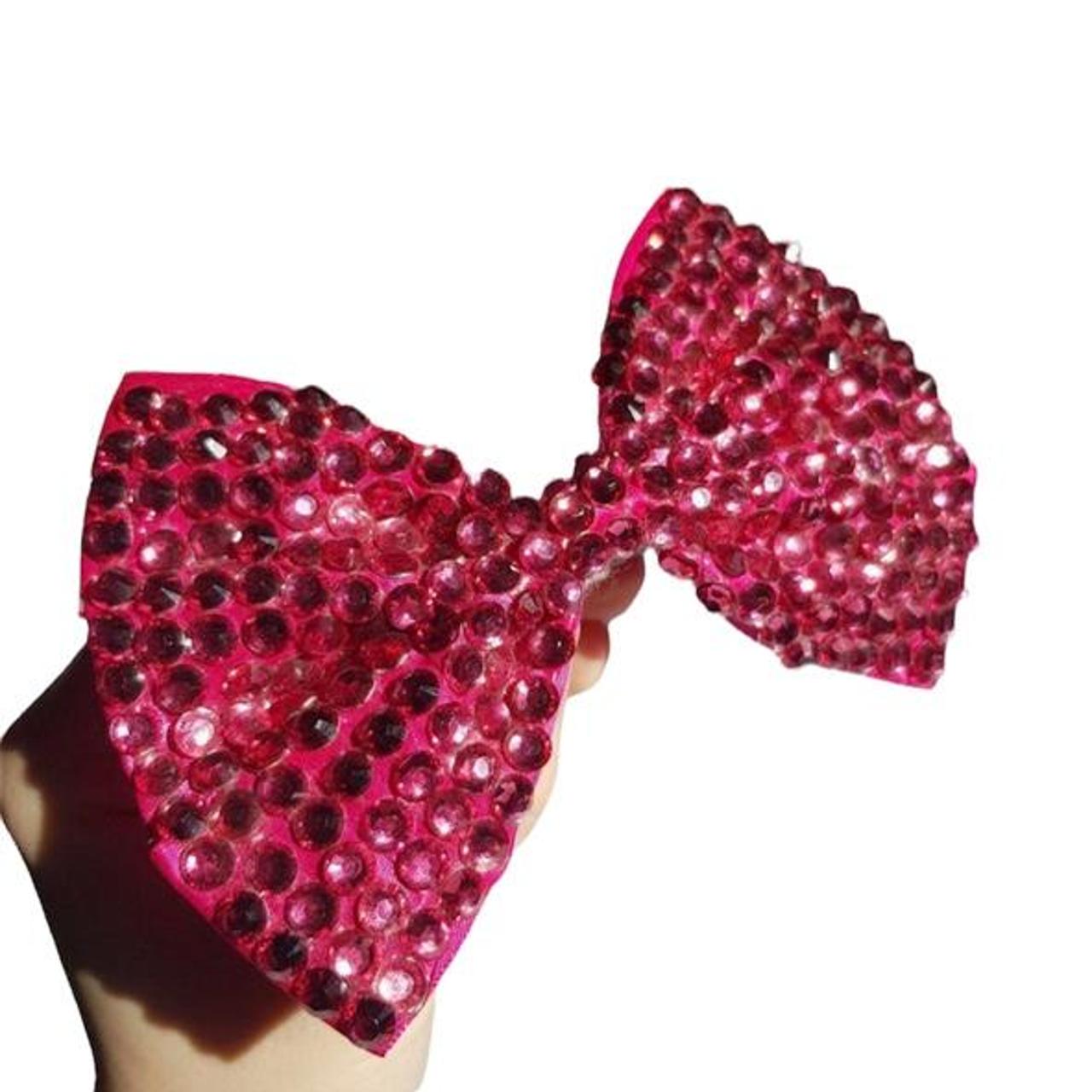 Large Pink Diamond Hair Bow Clip in 14cm across... Depop