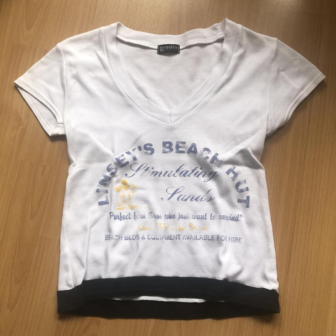 cutest white baby tee, i think its from a beach... - Depop