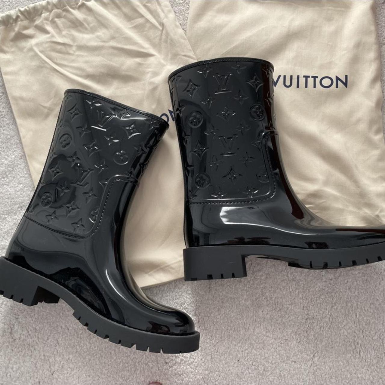 Louis Vuitton Drops Flat Half Boot BLACK. Size 35.0