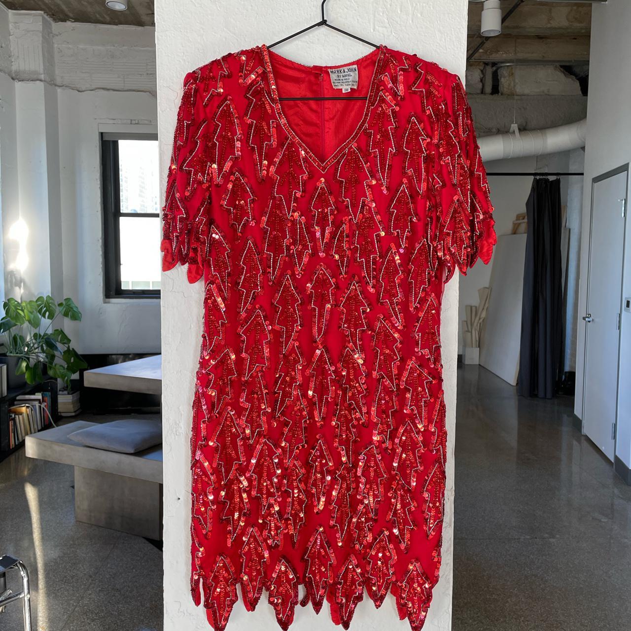 Vintage red sequin dress. Perfect for a holiday... - Depop