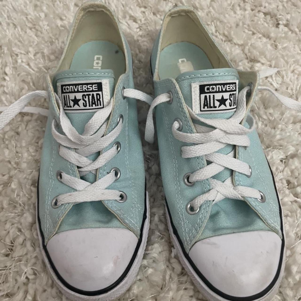 !Thrifted! Low top sky blue converse. Shows signs of... - Depop