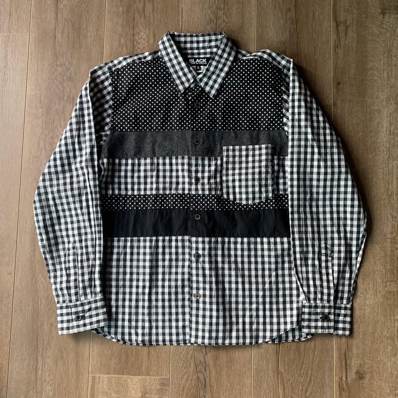 BLACK Comme des garçons patchwork shirt Size... - Depop