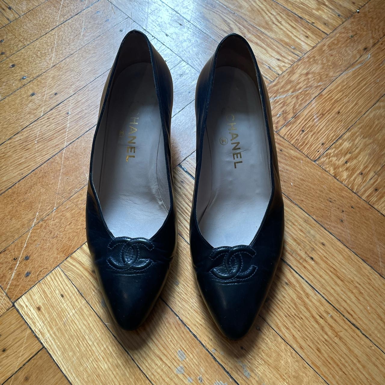Vintage Chanel Leather D'Orsay Kitten Heels 🐈‍⬛ Size - Depop