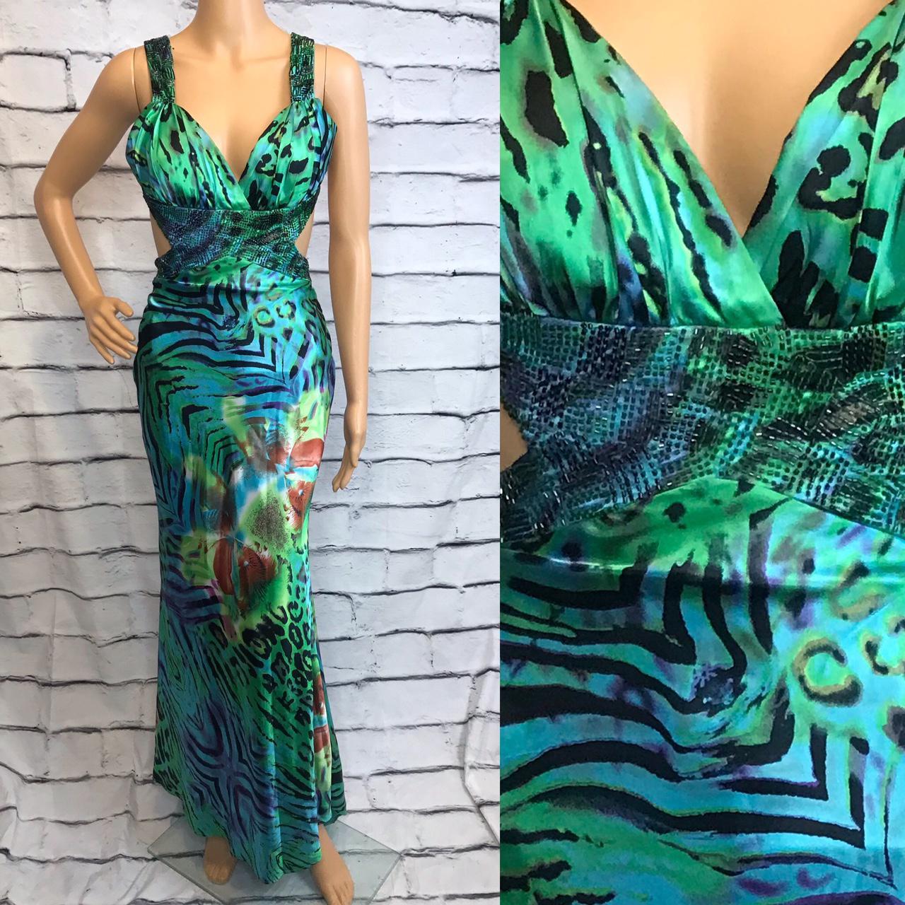 Green Animal Print Prom Dress