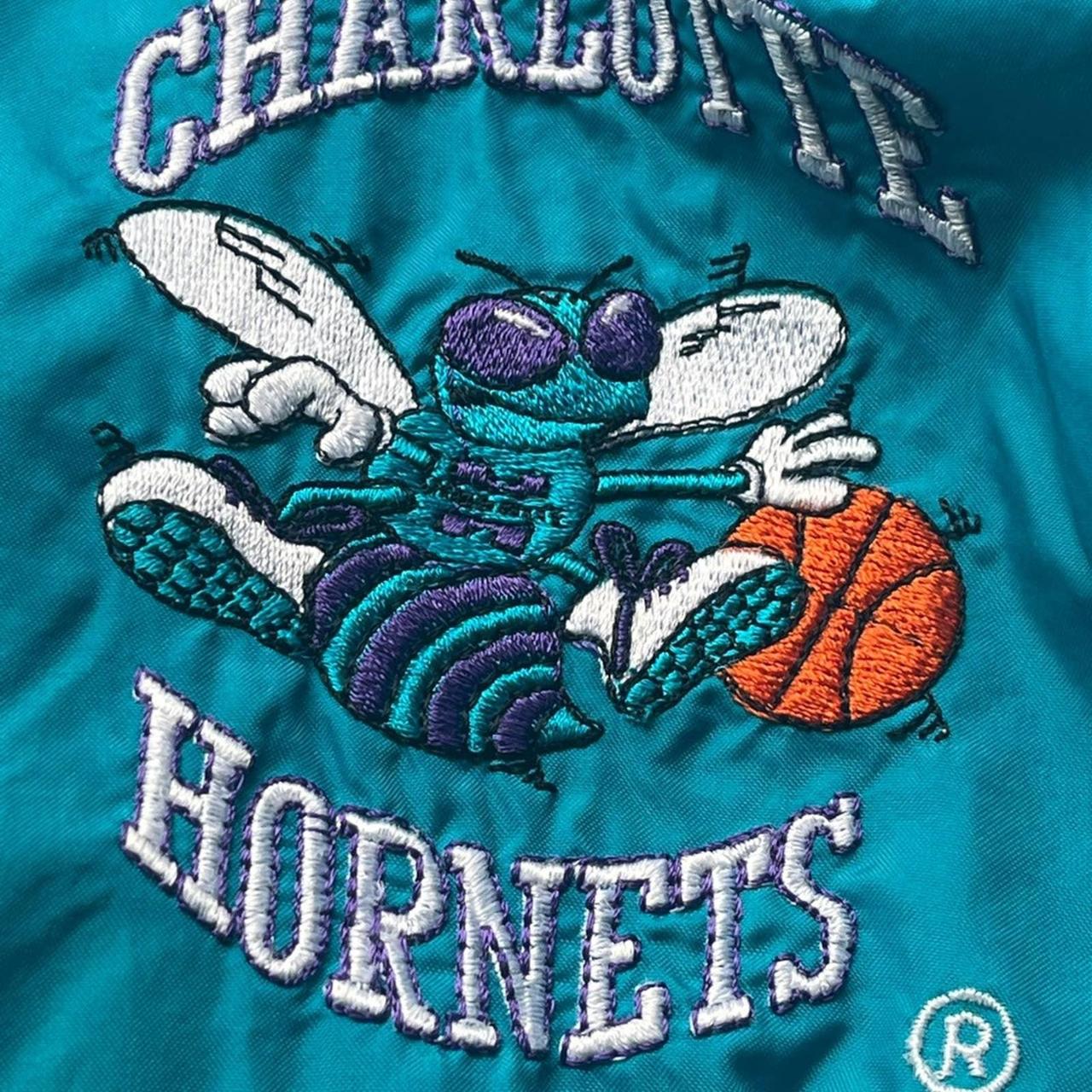 1990's Charlotte Hornets Starter Jacket. Snap - Depop