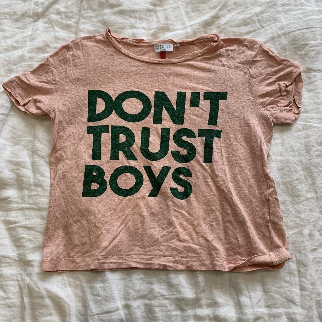 Claudie Pierlot pink shirt with DONT TRUST BOYS