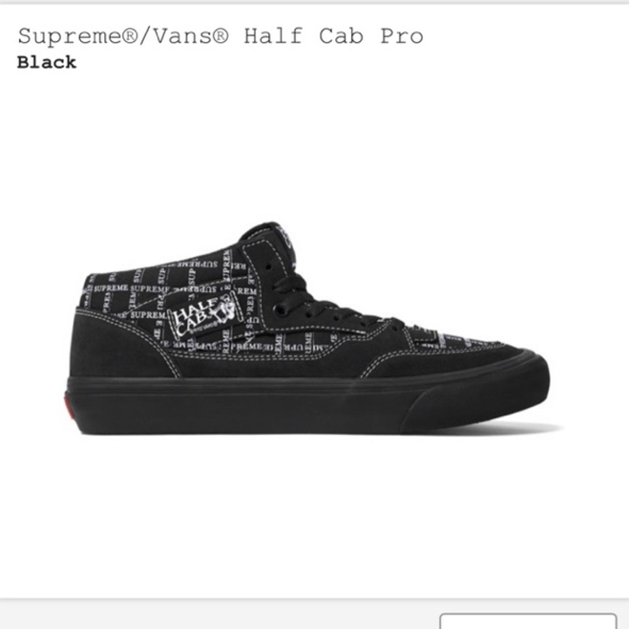 Supreme Vans Black Halfcab pro skate shoes size - Depop