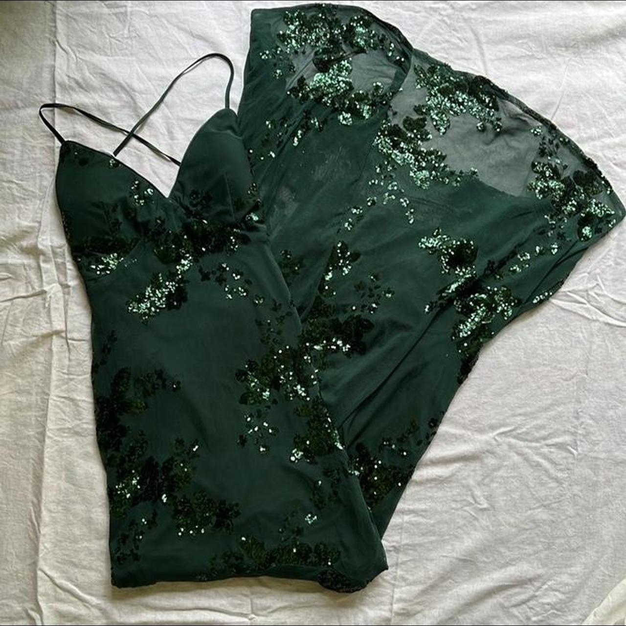 Nwot Valhalla Forest Green Sequin Lace Up Maxi Depop
