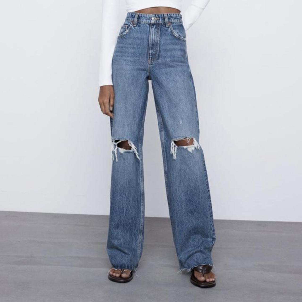 Zara wide leg, full length jeans. Perfect condition,... Depop