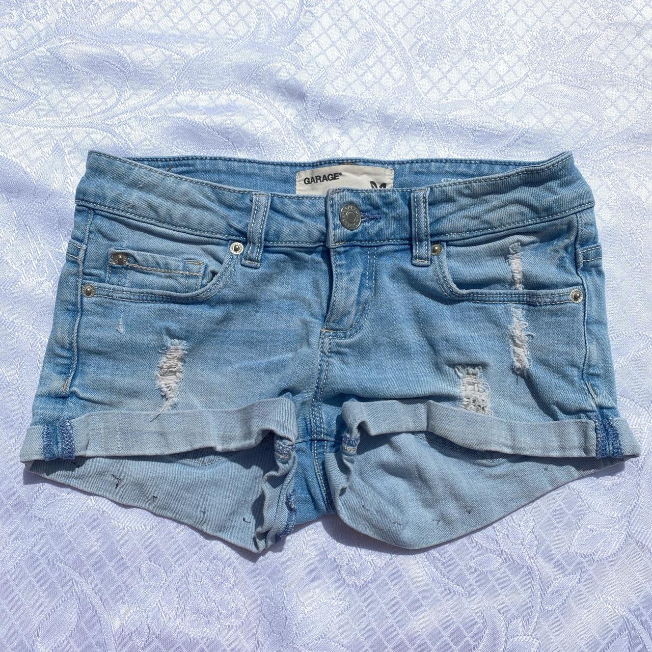 Garage low rise flirty denim short. Worn and loved... - Depop