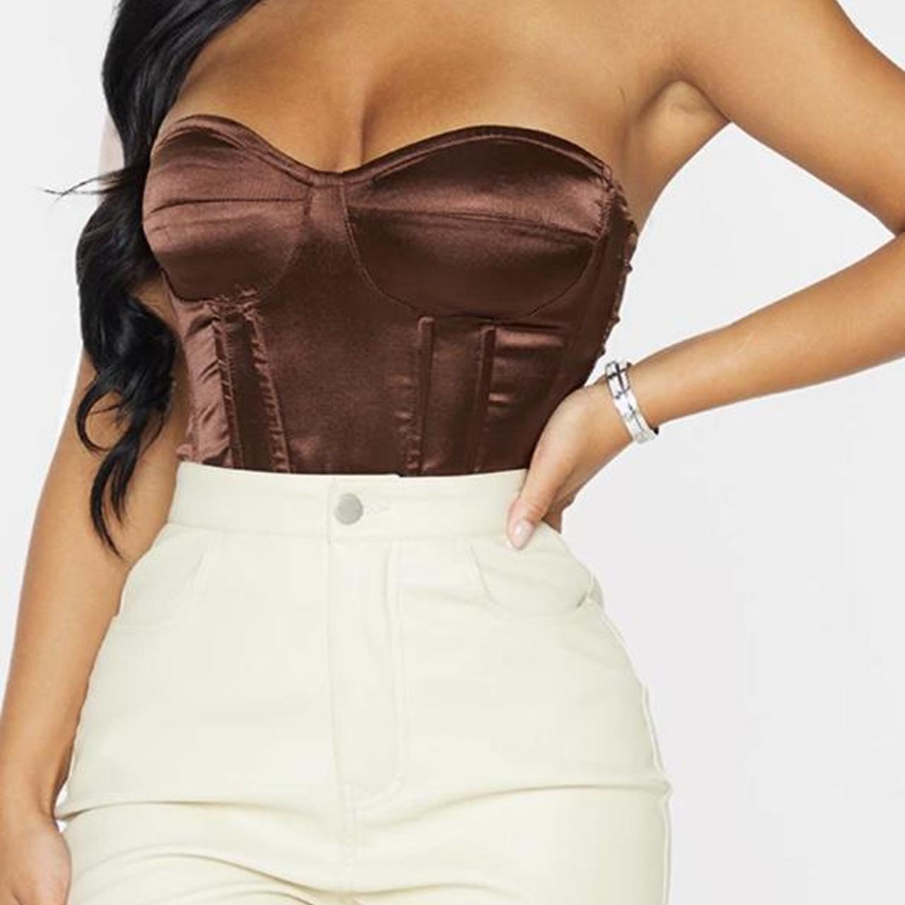 plt chocolate satin corset