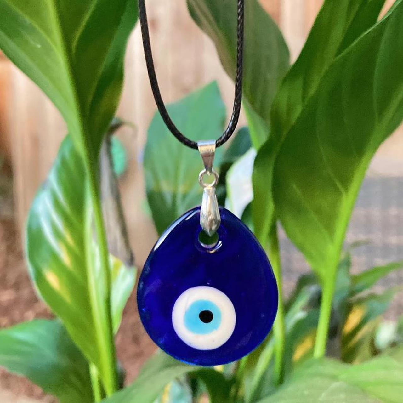 Evil eye glass pendant necklace 🧿 Size of pendant... Depop