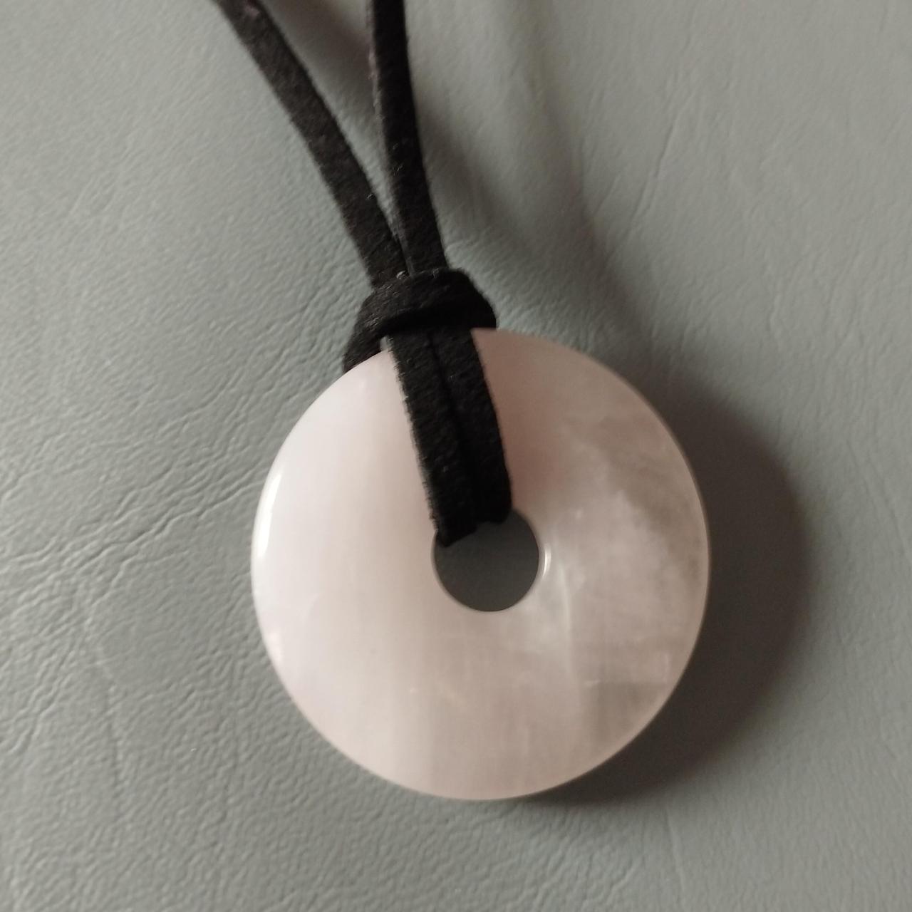 Rose quartz donut pendant necklace Pendant approx... Depop