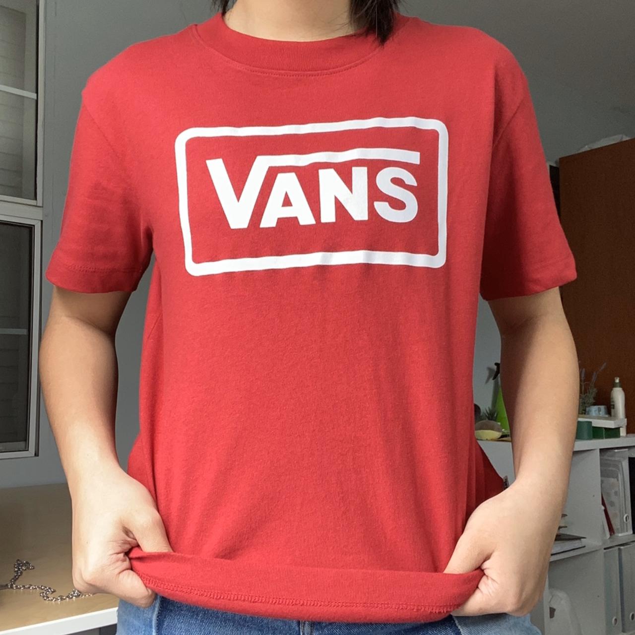 authentic red vans logo tee shirt. now this shirt is