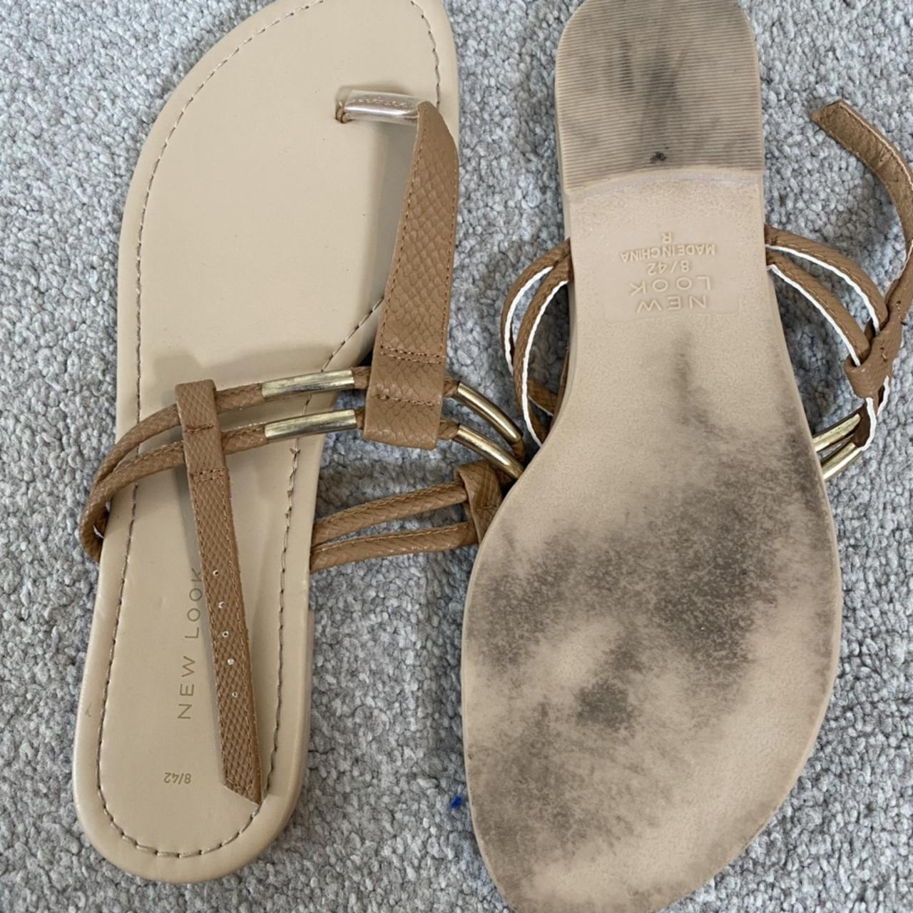 New Look tan T bar sandals Size 8 #newlook #sandals - Depop