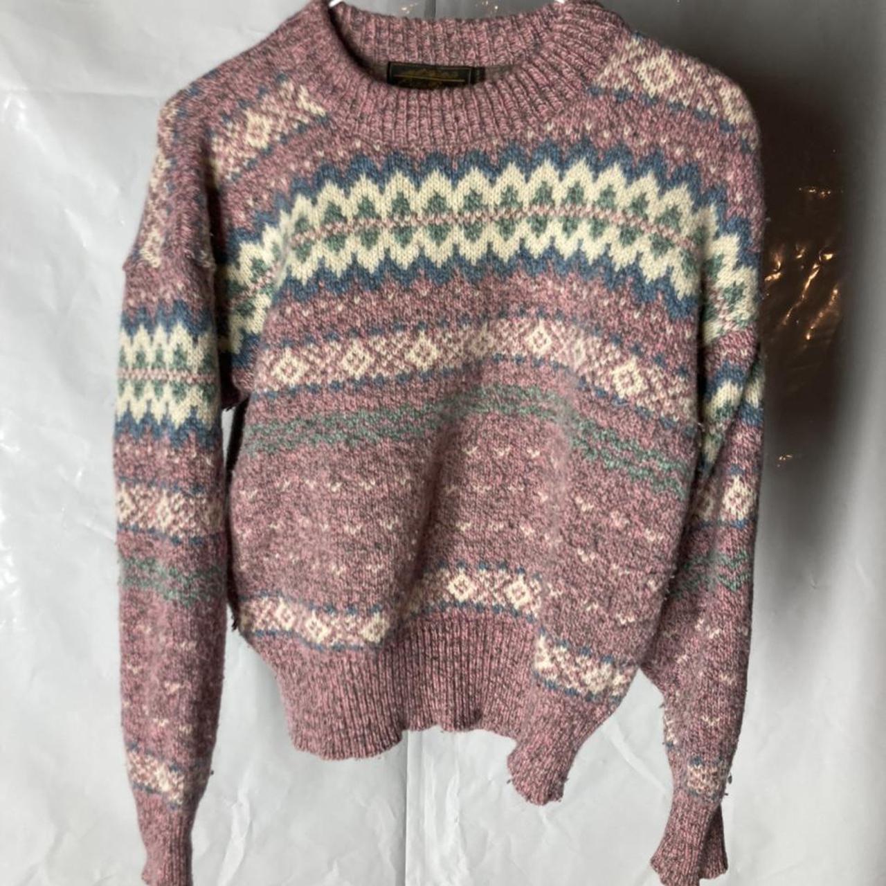 Vintage Eddie Bauer wool blend sweater pink Aztec... - Depop