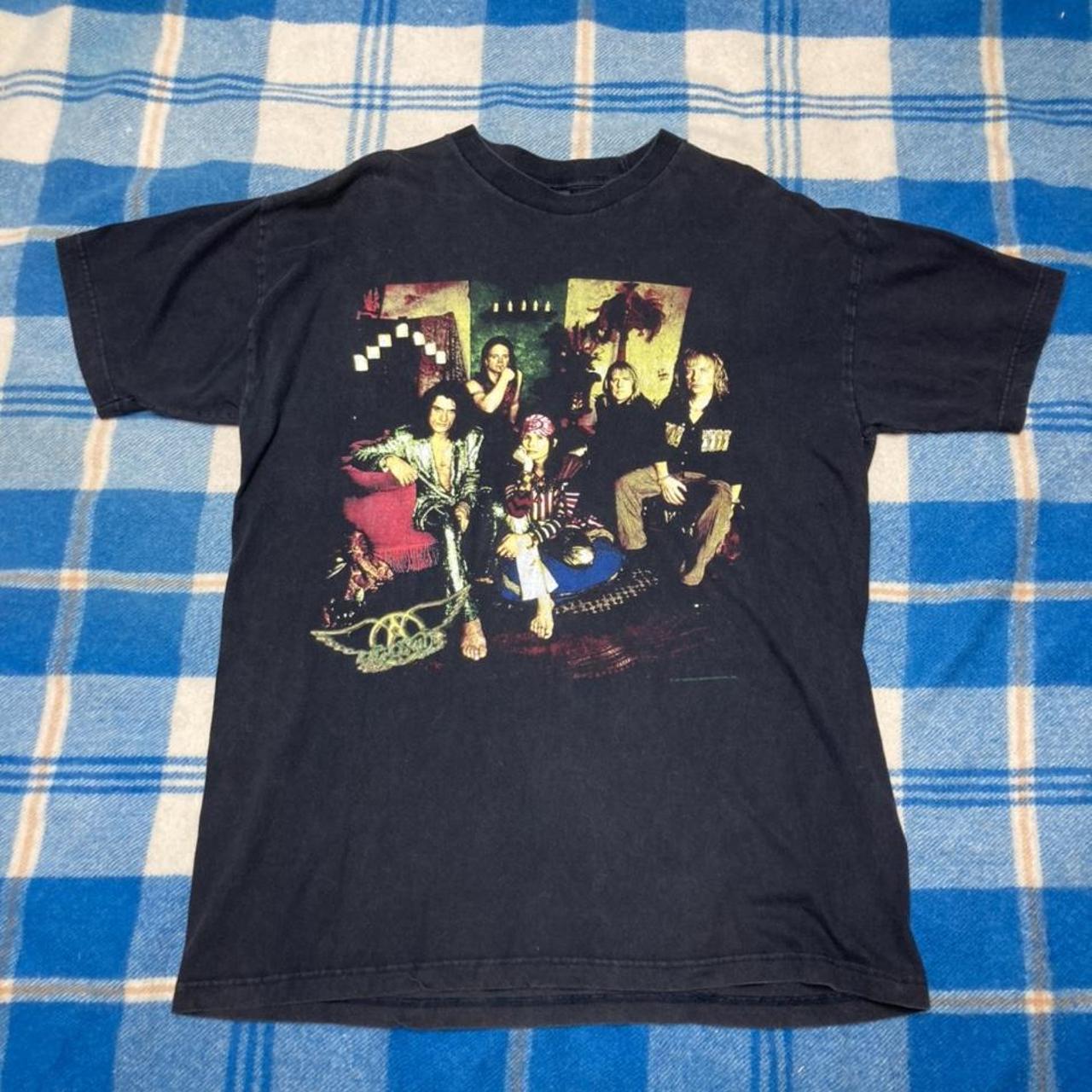 Vintage 90s Aerosmith band tee shirt licensed giant... - Depop