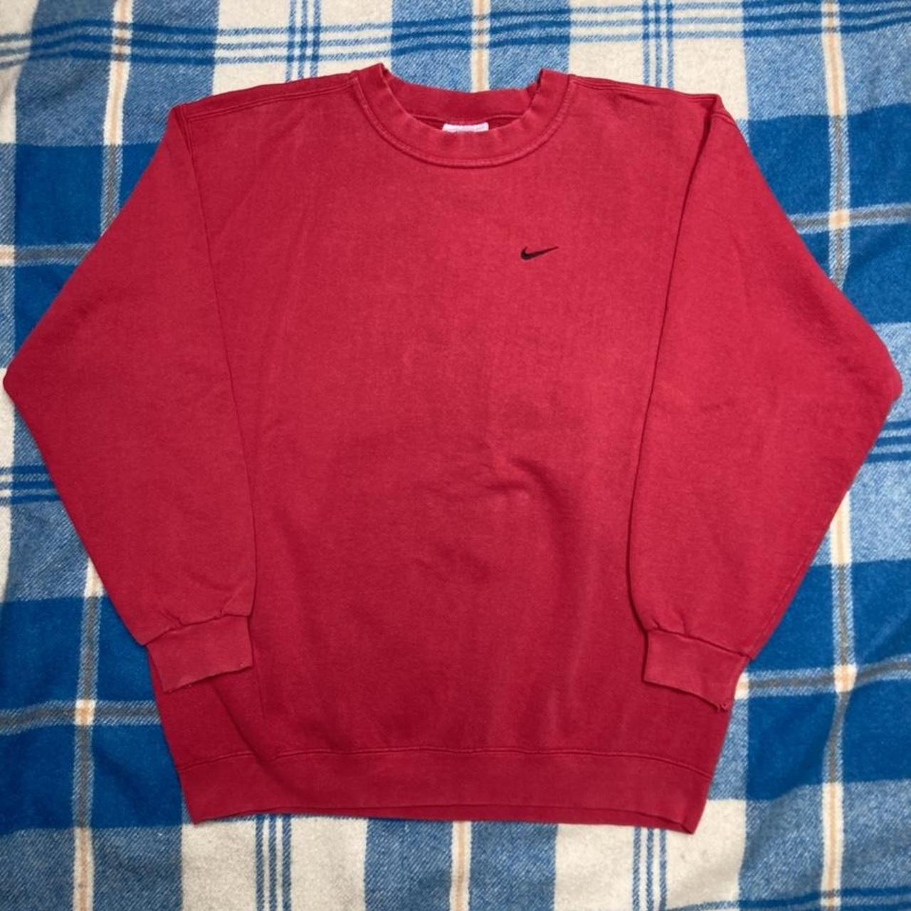 Vintage 90s crewneck sweatshirt Nike crimson red... - Depop