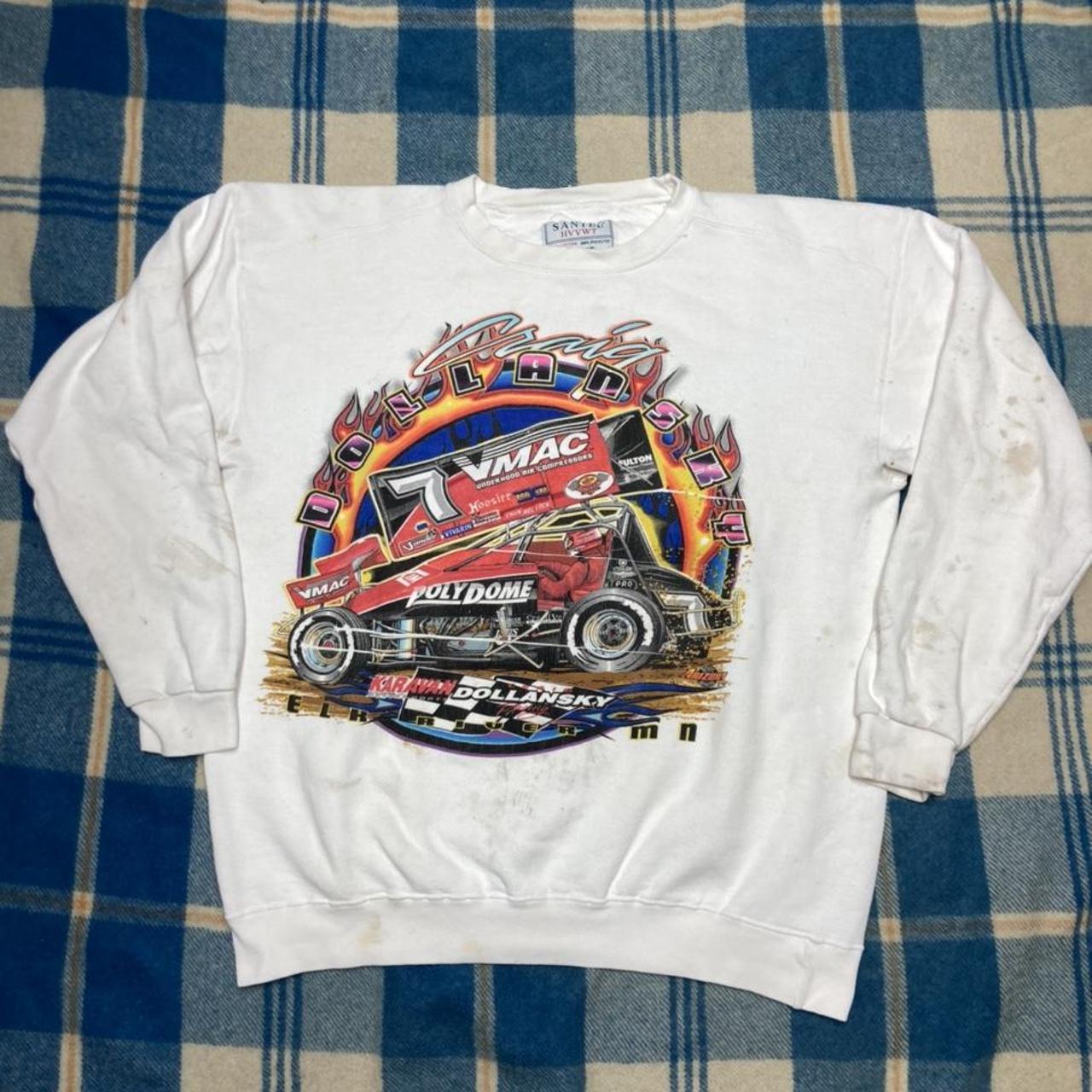 Vintage 90s crewneck sweatshirt dirt track nascar... - Depop