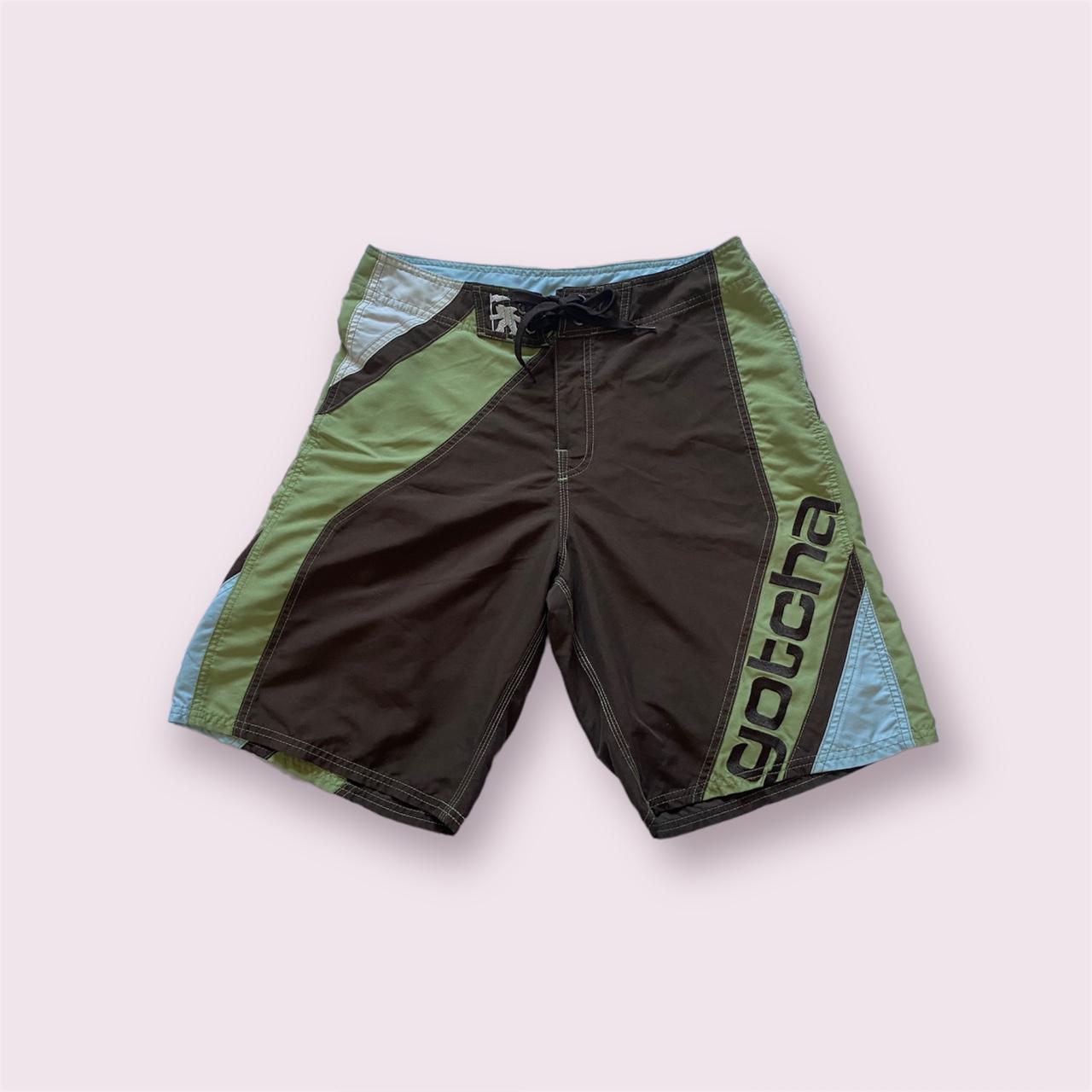 Gotcha Men's Brown and Green Shorts | Depop