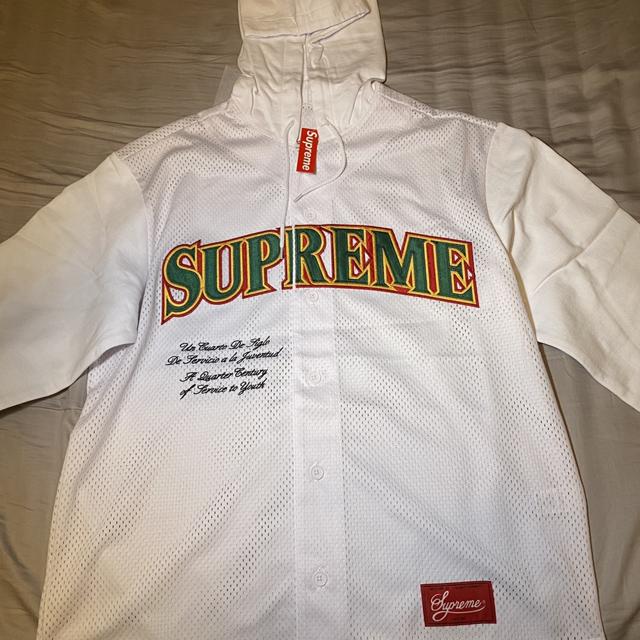 Supreme Mesh Hooded L/S Baseball Jersey SS20 Brand... - Depop