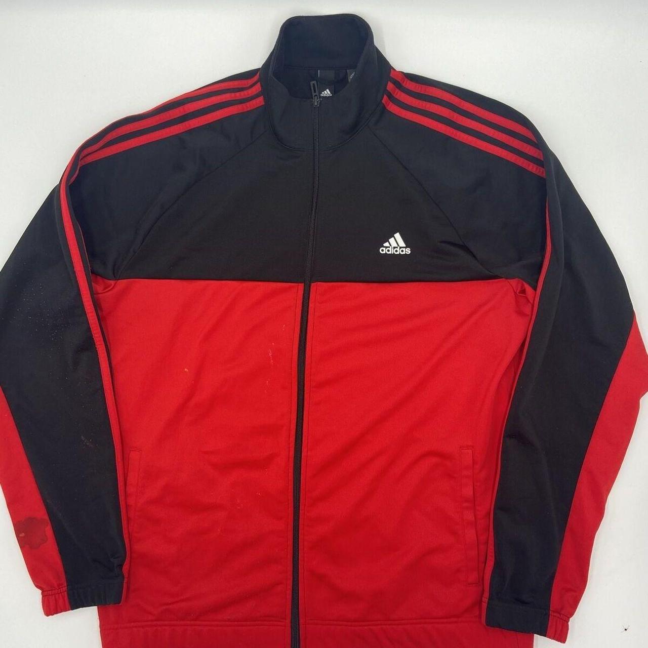 Adidas Black Red Tracksuit Zip Up Long Sleeve Jacket... - Depop