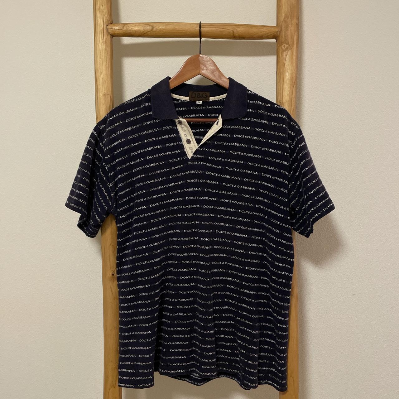 Dolce & Gabbana Men's Navy and White Polo-shirts | Depop