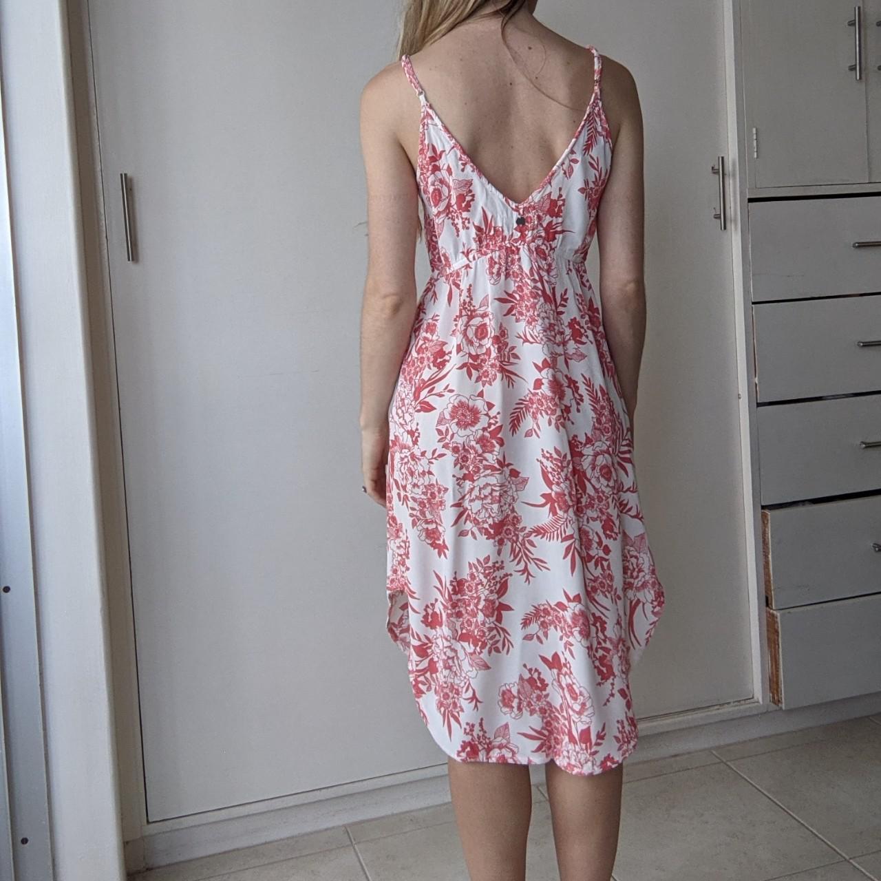 $10 Sale Red & White Floral Midi Dress From... - Depop