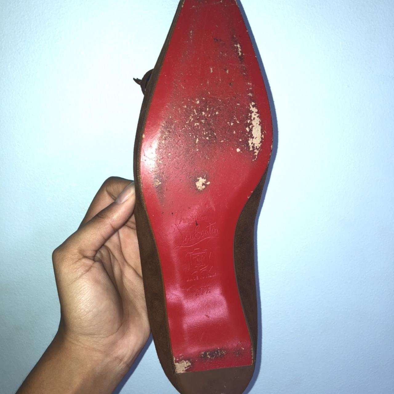 Christian louboutins red suede spiked flatbottom. - Depop