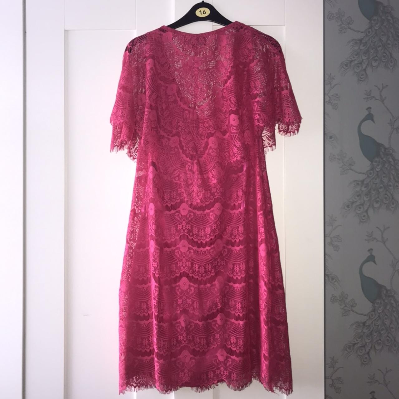 Pink lace v neck Ossie Clark dress from Debenhams