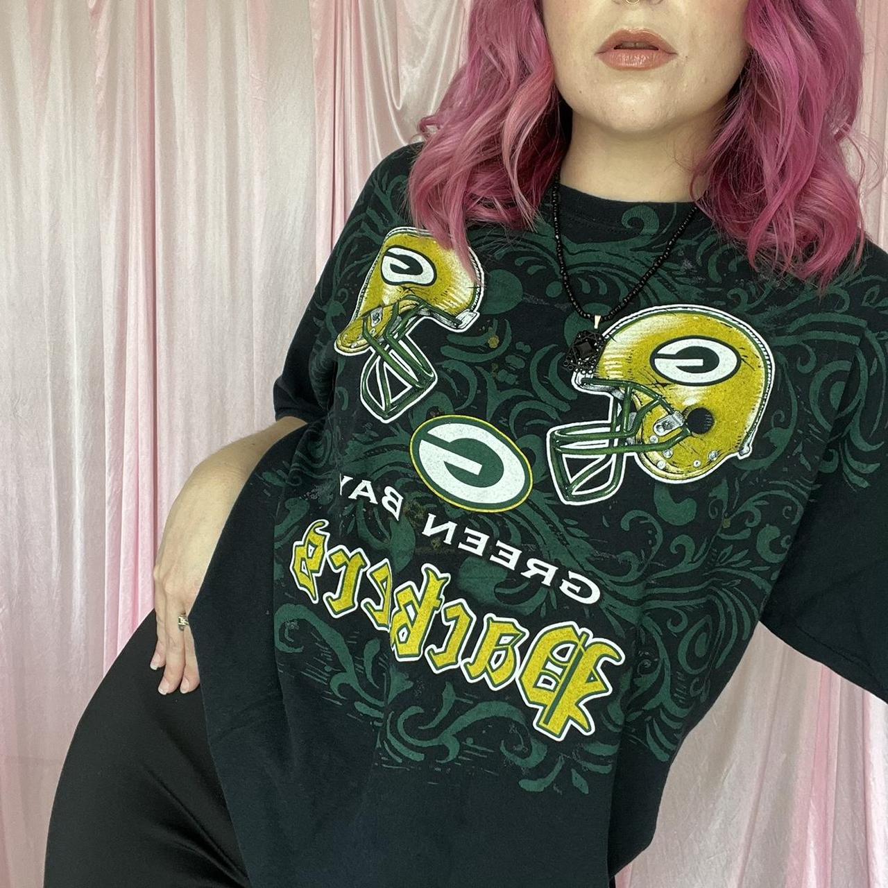 Green bay packers graphic tee with mesh fabric - Depop