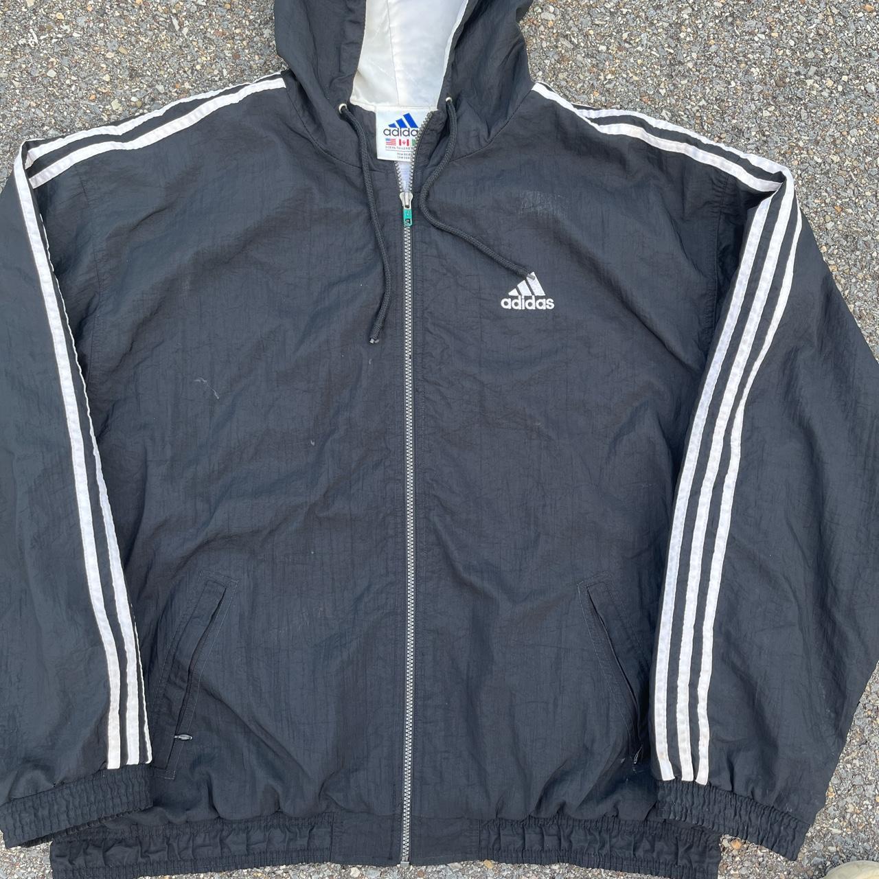 Vintage Adidas Zip up Coat lighter weight 26x28 Make... - Depop