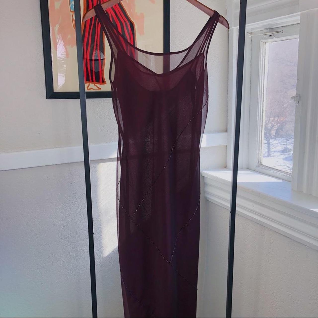 Vintage double slip sheer chiffon delicate beaded... - Depop