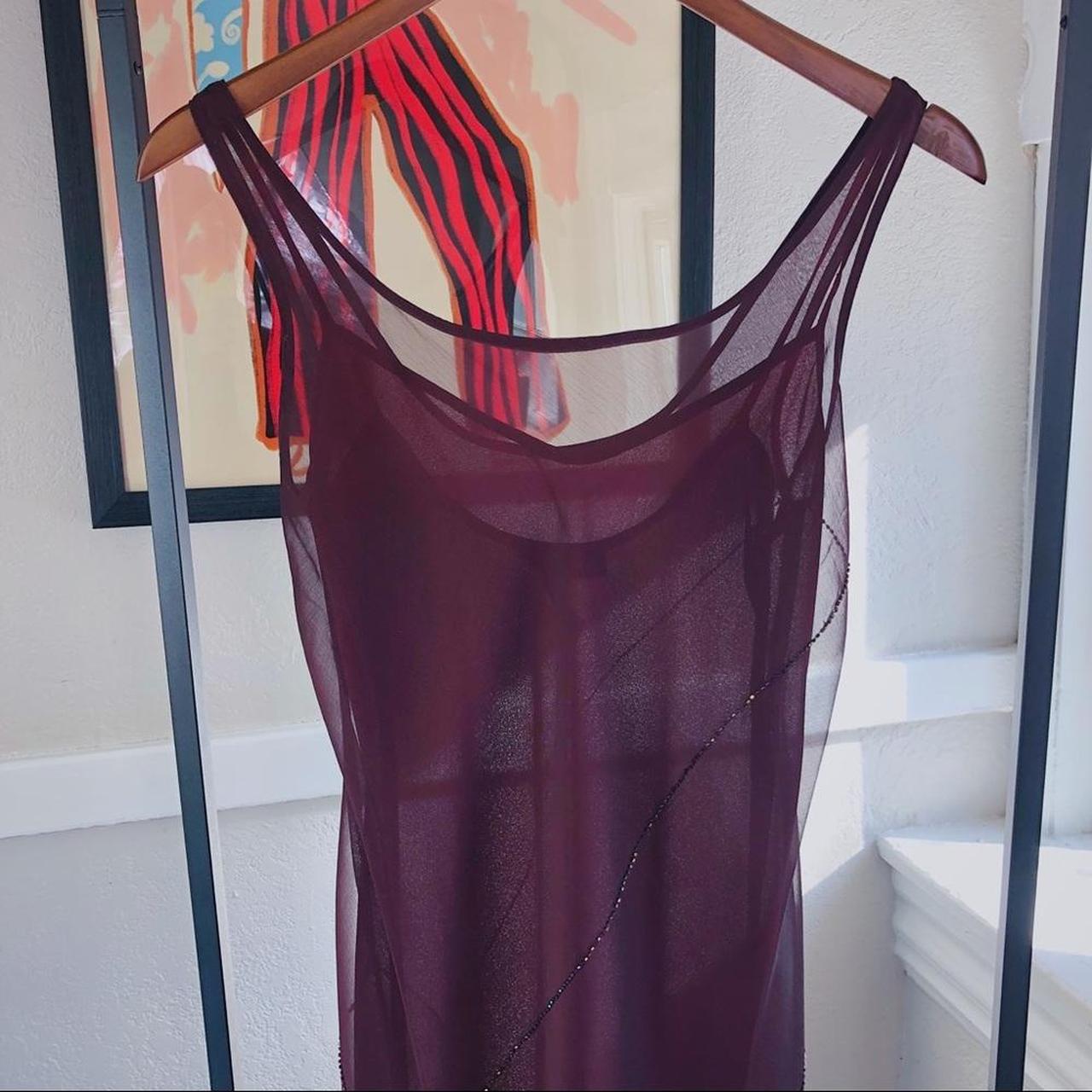 Vintage double slip sheer chiffon delicate beaded... - Depop